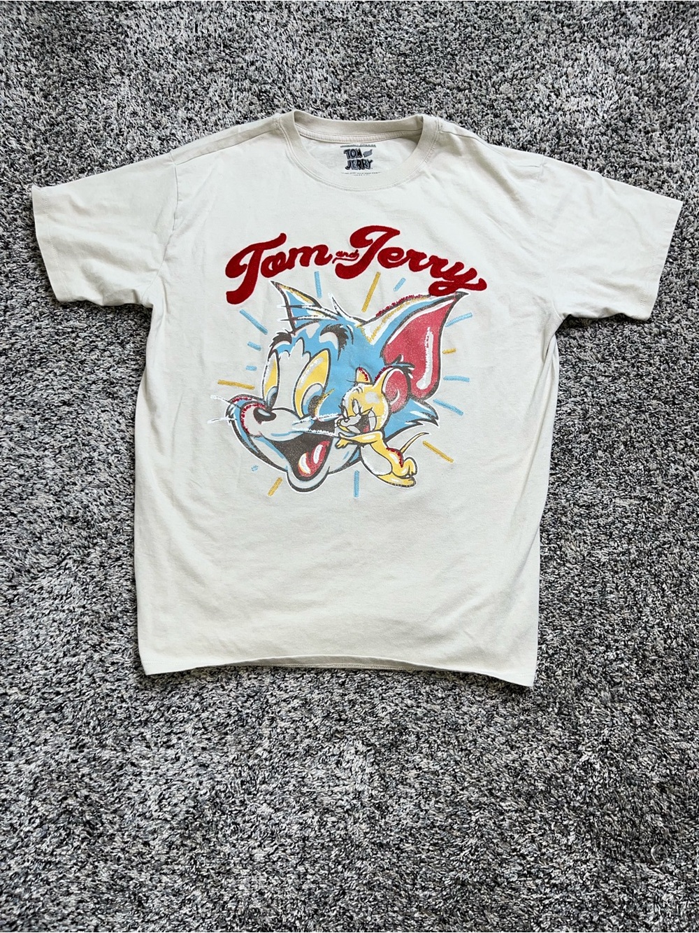 Freeze Tom and Jerry Graphic Tee - Cream with Black Print